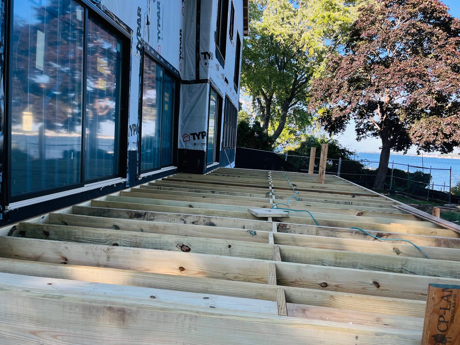 Deck joists overlooking the bay