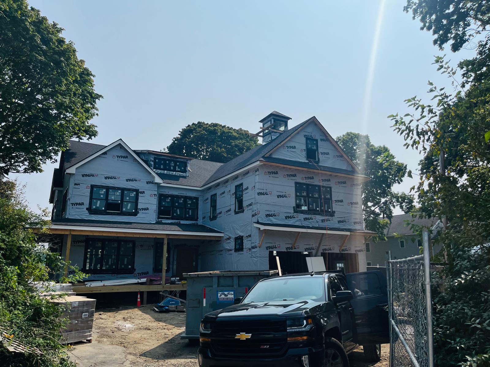 Custom home exterior framing